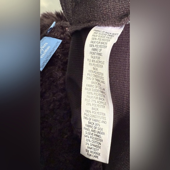 Vera Wang Fur Collar Mixed Media Coat - Picture 7 of 8